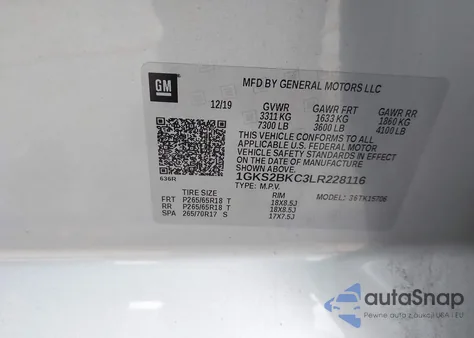 2020 GMC Yukon Slt from USA, damaged, VIN 1GKS2BKC3LR228116